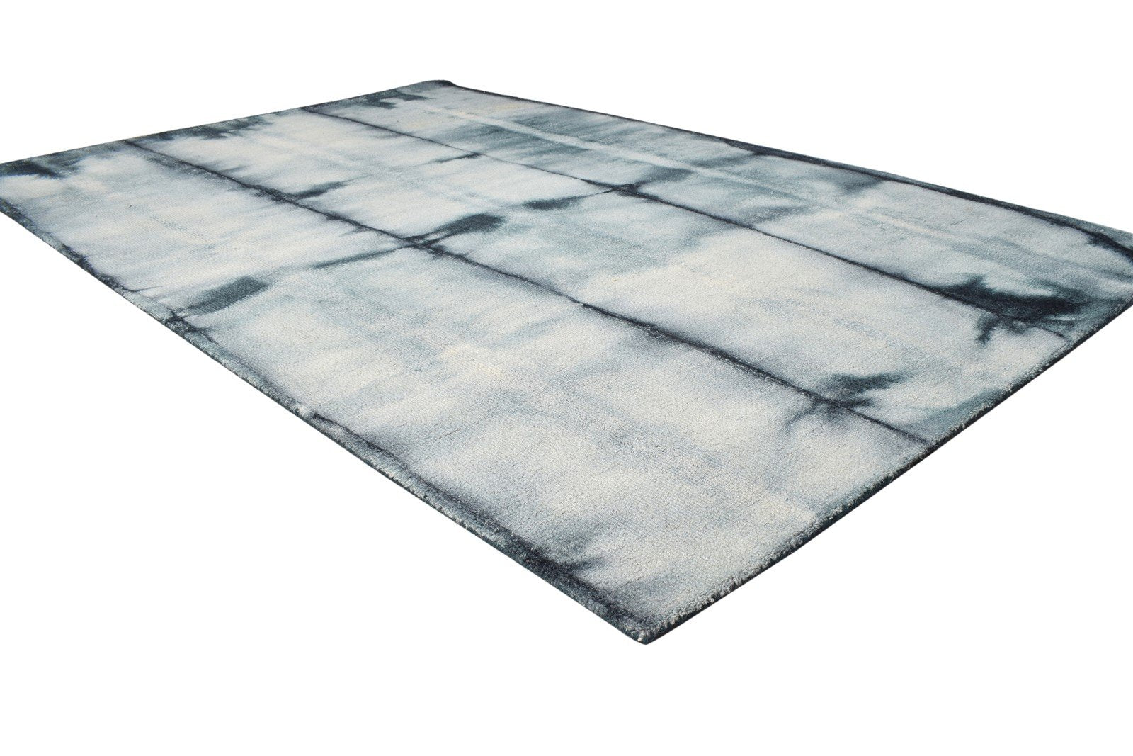 5' X 8' Rug Wool Charcoal Modern Hand Tufted Shibori Tie Dye Room Size Carpet 