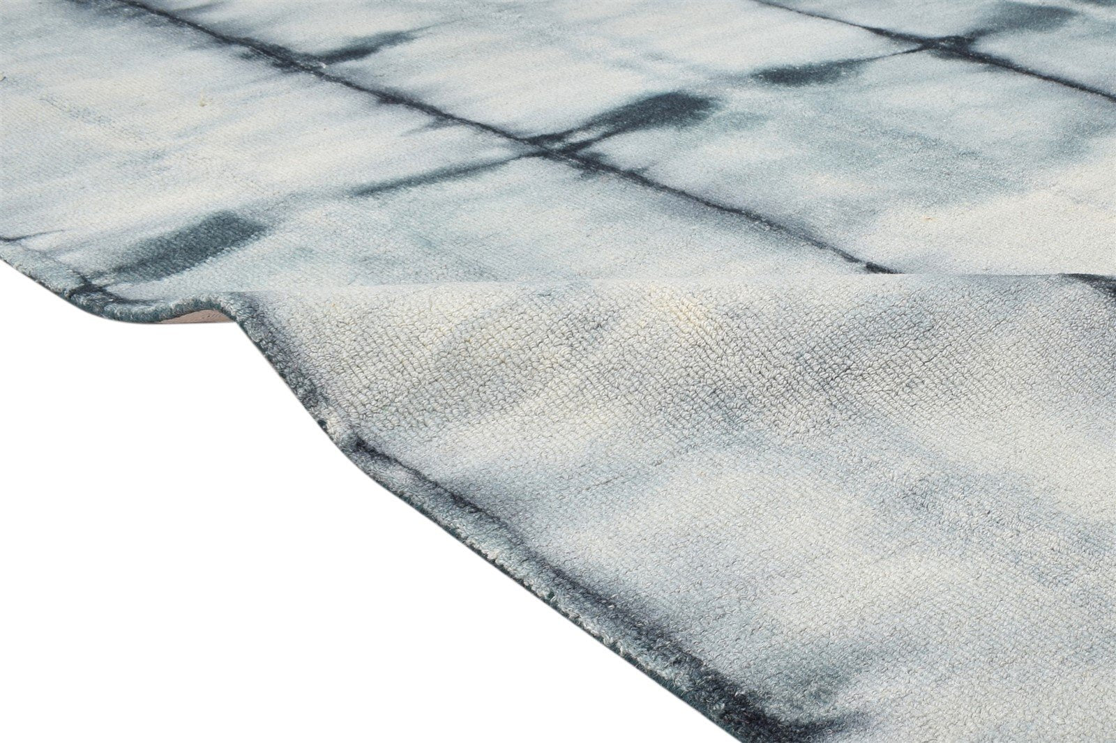 5' X 8' Rug Wool Charcoal Modern Hand Tufted Shibori Tie Dye Room Size Carpet 