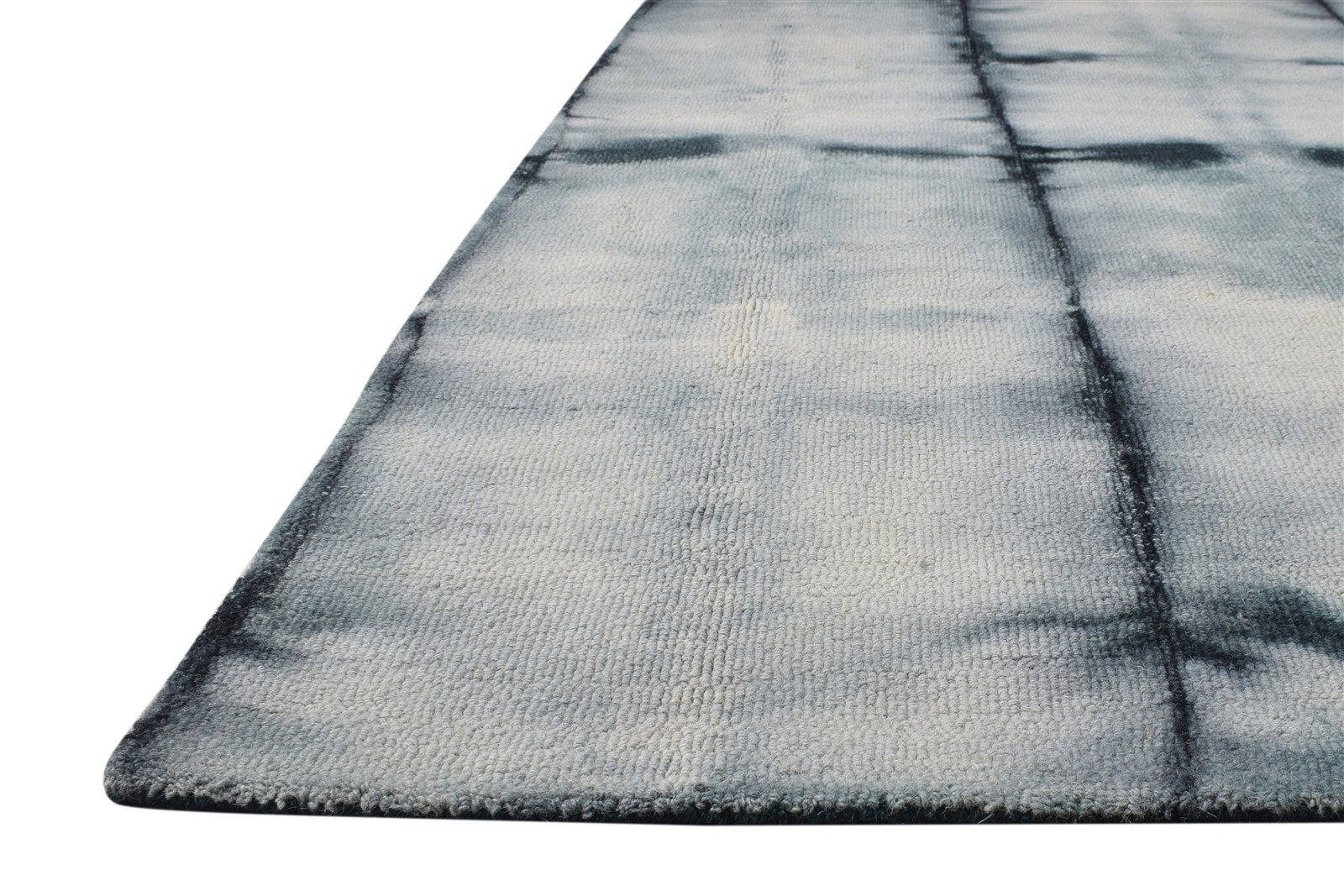 5' X 8' Rug Wool Charcoal Modern Hand Tufted Shibori Tie Dye Room Size Carpet 