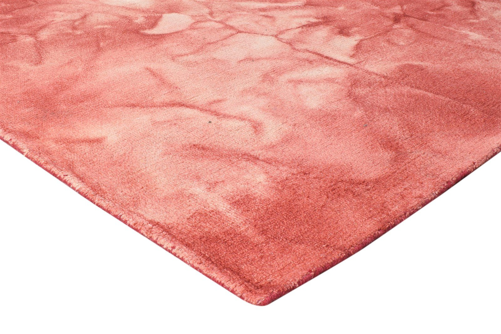 Hand Tufted Red Wool Rug 5' X 8' Modern Shibori Tie Dye Room Size Carpet 