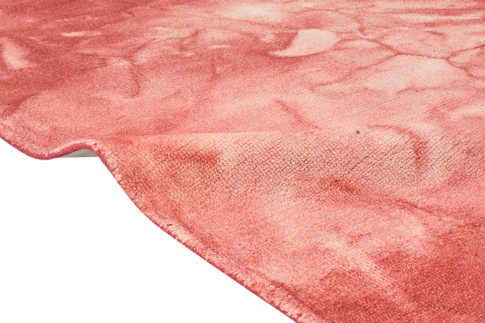 Hand Tufted Red Wool Rug 5' X 8' Modern Shibori Tie Dye Room Size Carpet 