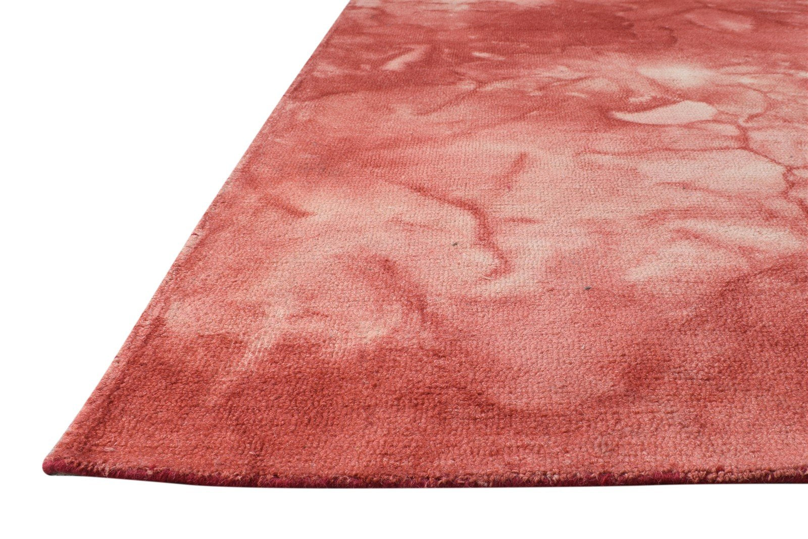 Hand Tufted Red Wool Rug 5' X 8' Modern Shibori Tie Dye Room Size Carpet 