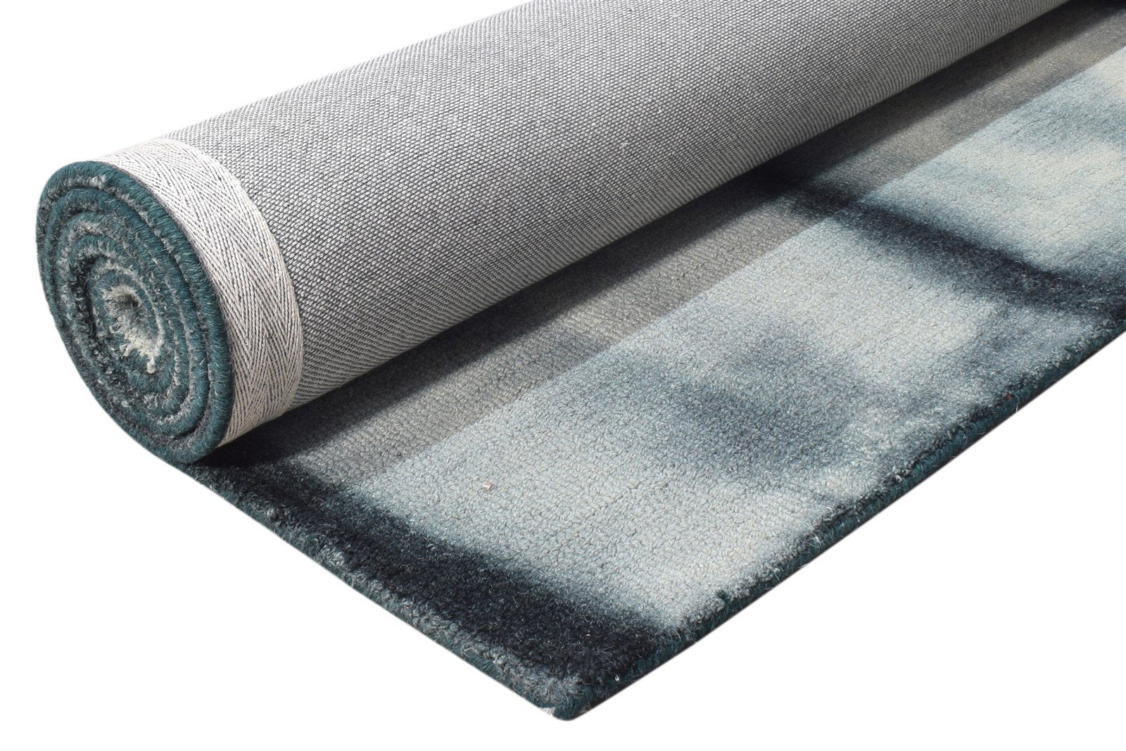 Grey Wool Rug 5' X 8' Modern Hand Tufted Shibori Tie Dye Room Size Carpet 