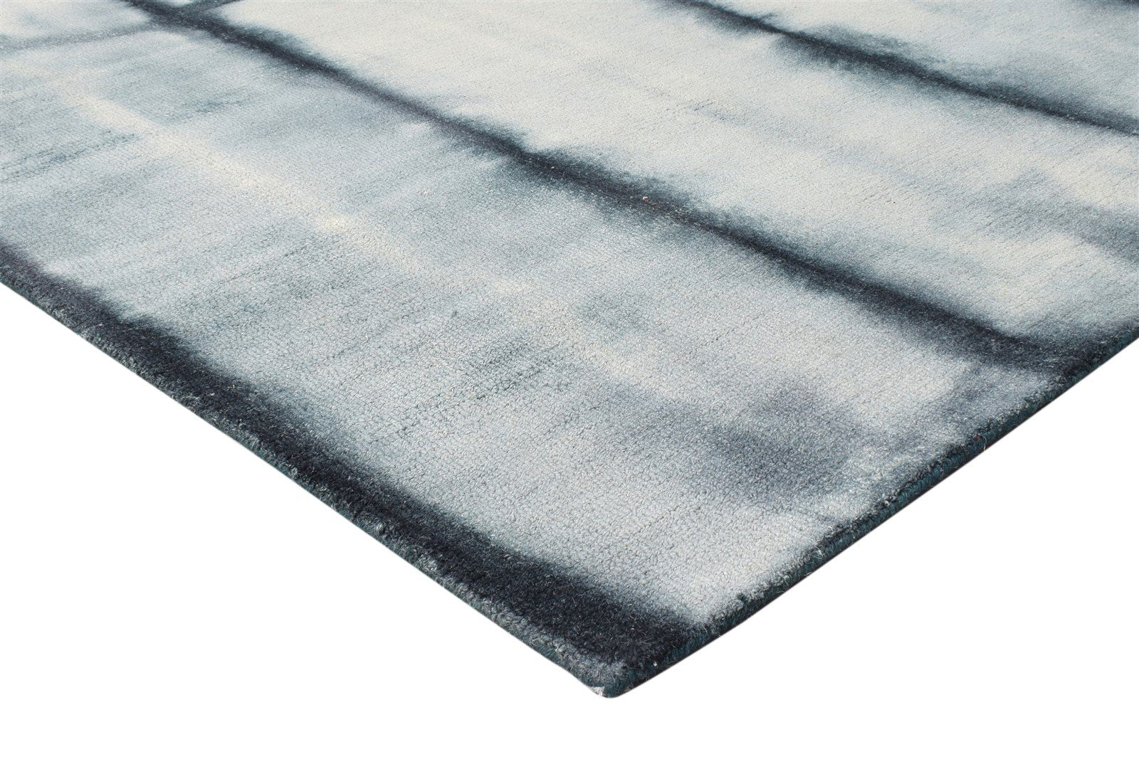 Grey Wool Rug 5' X 8' Modern Hand Tufted Shibori Tie Dye Room Size Carpet 