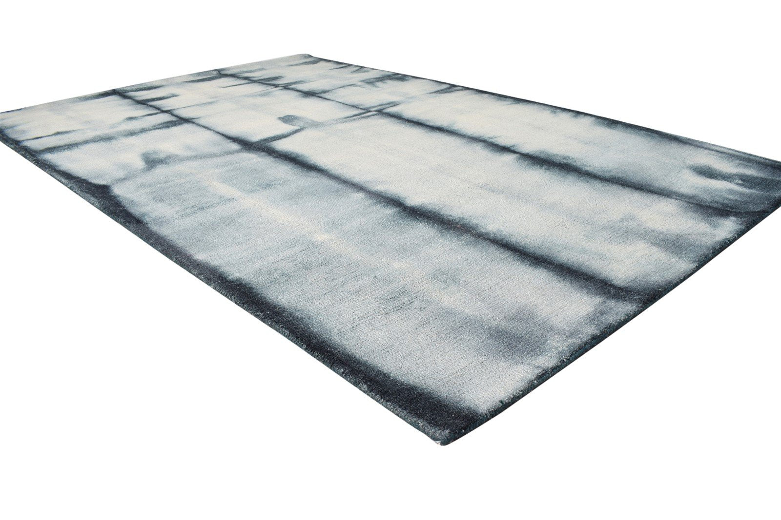 Grey Wool Rug 5' X 8' Modern Hand Tufted Shibori Tie Dye Room Size Carpet 