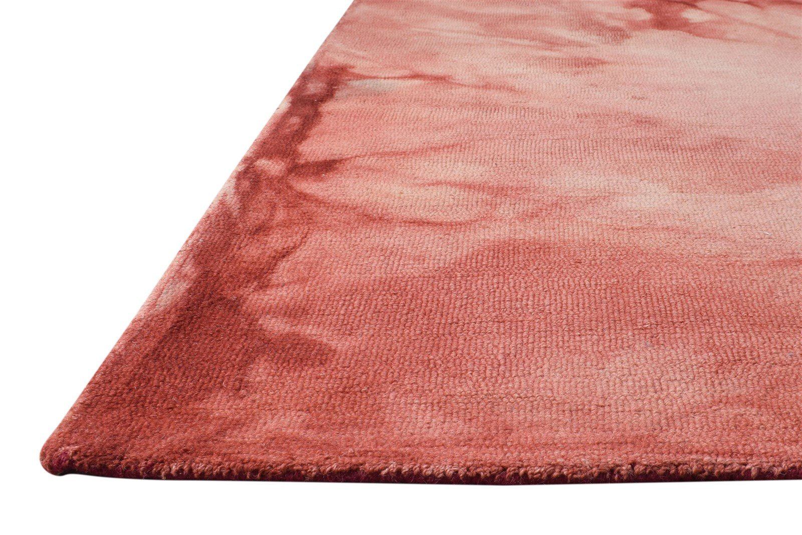 Wool Red Rug 5' X 8' Modern Hand Tufted Shibori Tie Dye Room Size Carpet 