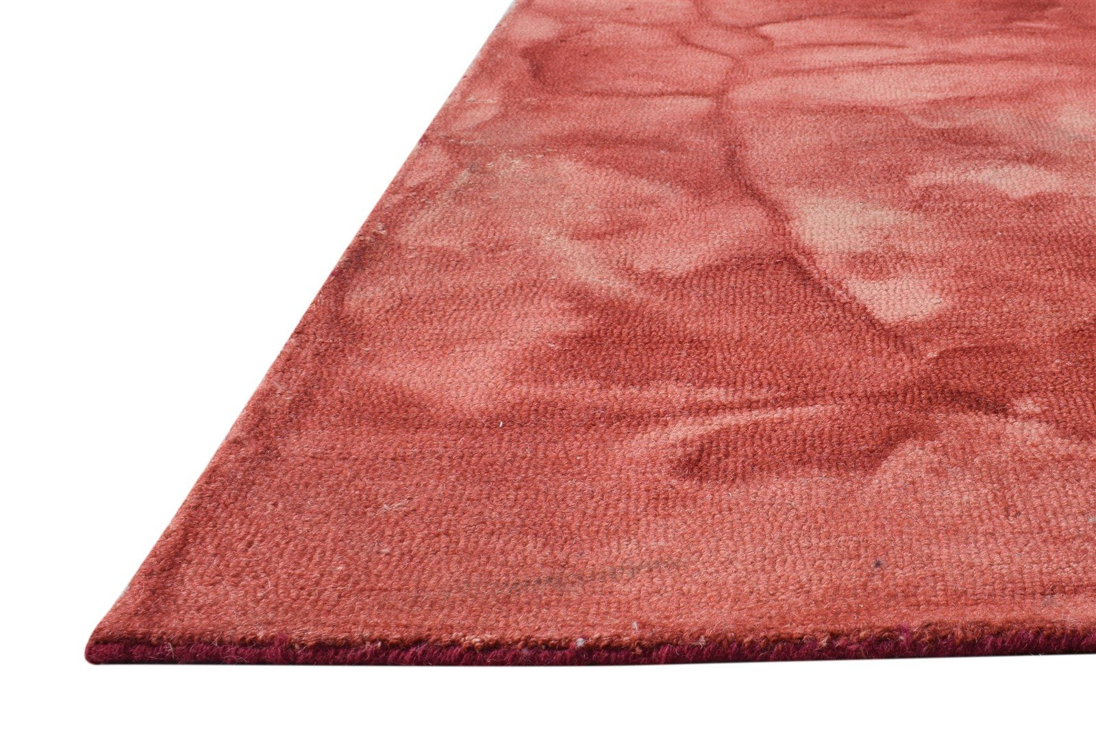 5' X 8' Rug Wool Red Modern Hand Tufted Shibori Tie Dye Room Size Carpet 