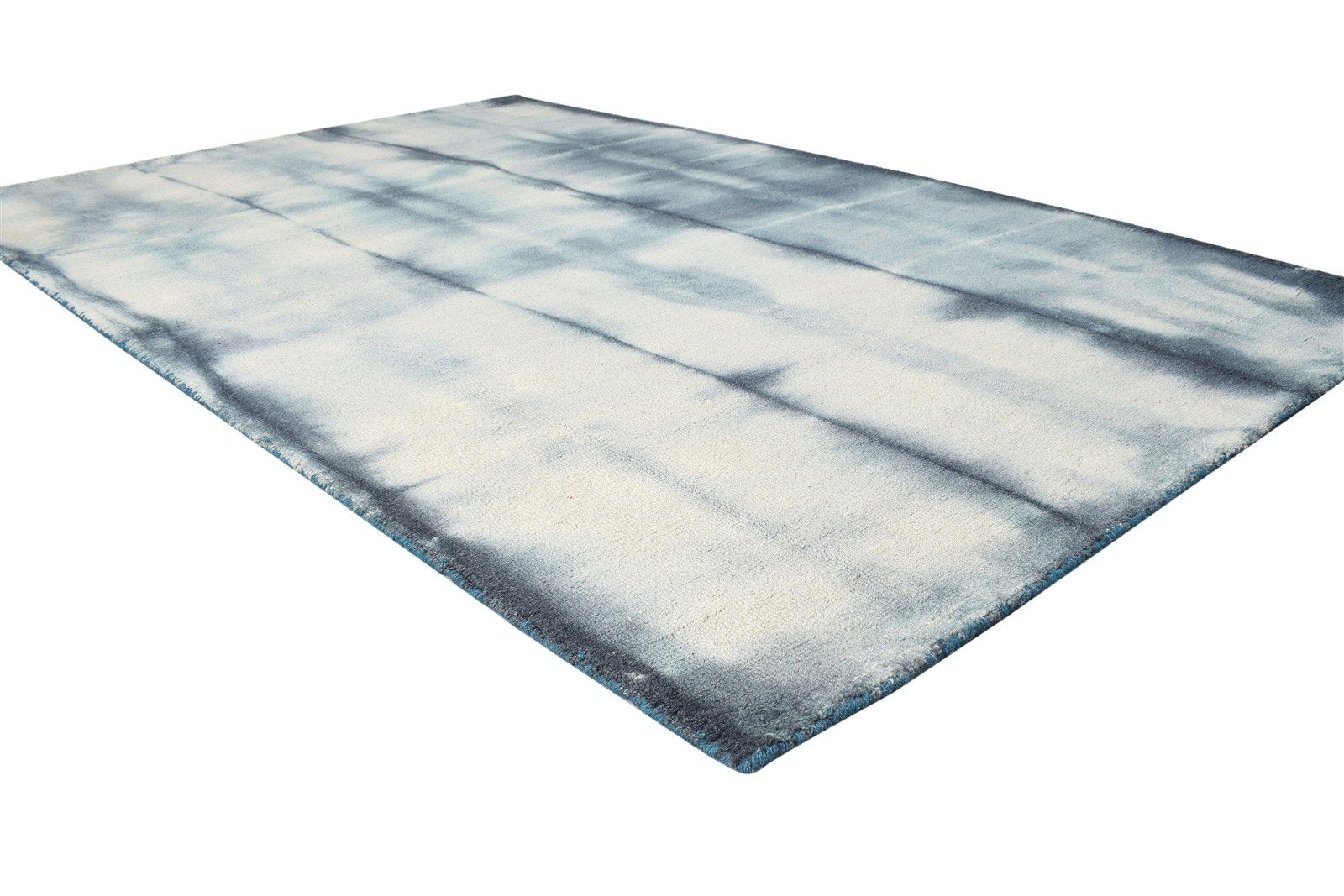 Hand Tufted Grey Wool Rug 5' X 8' Modern Shibori Tie Dye Room Size Carpet 