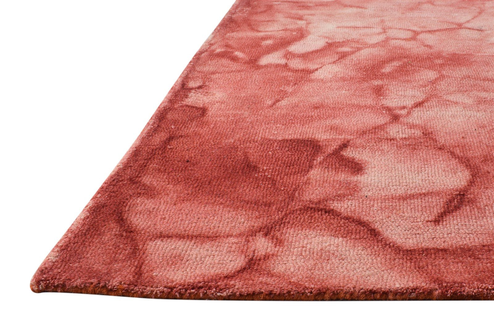 Red Wool Rug 5' X 8' Modern Hand Tufted Shibori Tie Dye Room Size Carpet 