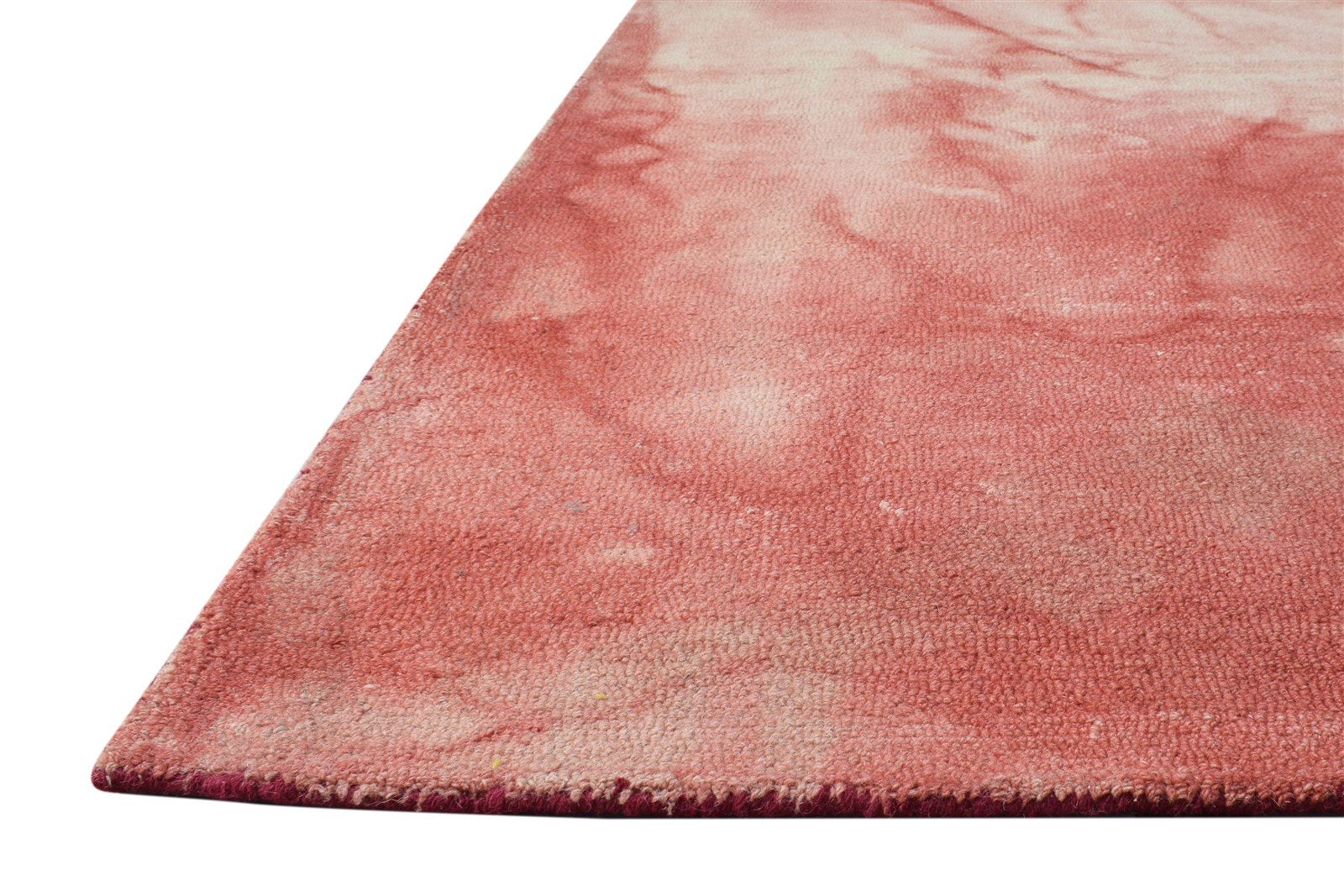 Wool Red Rug 5' X 8' Modern Hand Tufted Shibori Tie Dye Room Size Carpet 