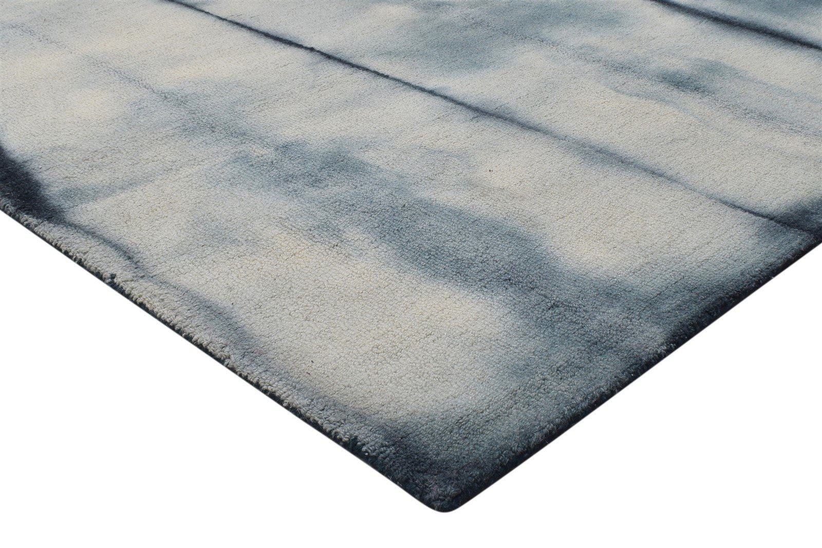 5' X 8' Rug Wool Grey Modern Hand Tufted Shibori Tie Dye Room Size Carpet 