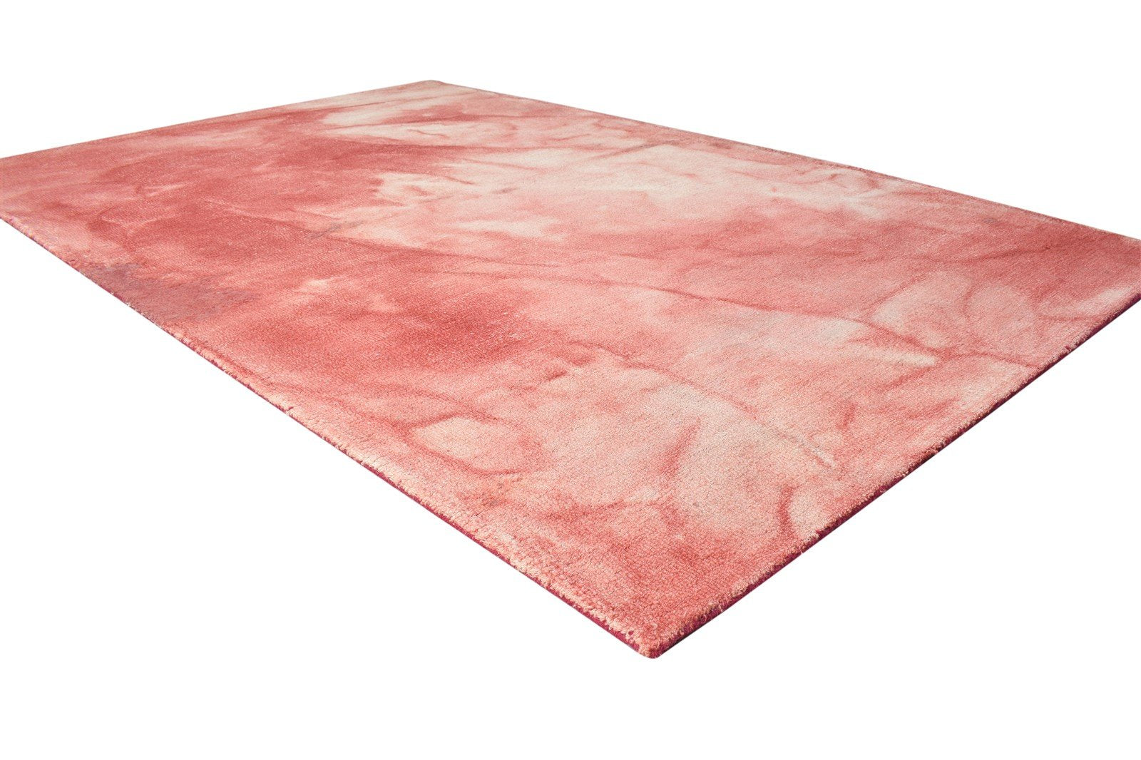 Hand Tufted Red Wool Rug 5' X 8' Modern Shibori Tie Dye Room Size Carpet 