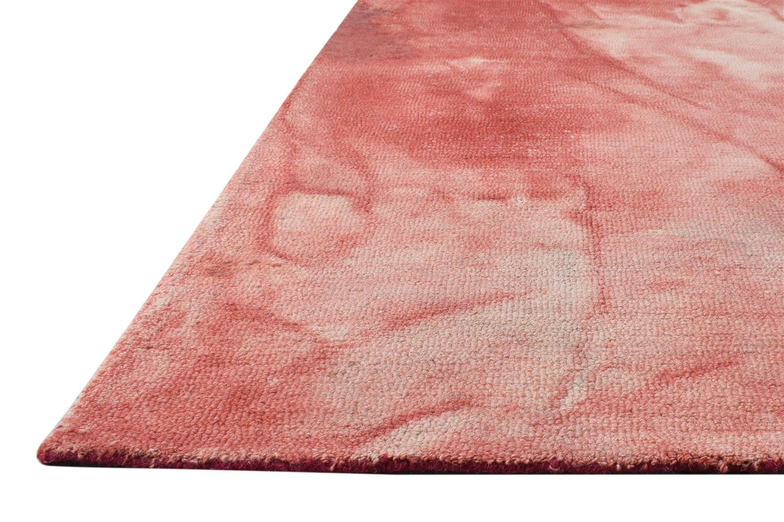 Hand Tufted Red Wool Rug 5' X 8' Modern Shibori Tie Dye Room Size Carpet 