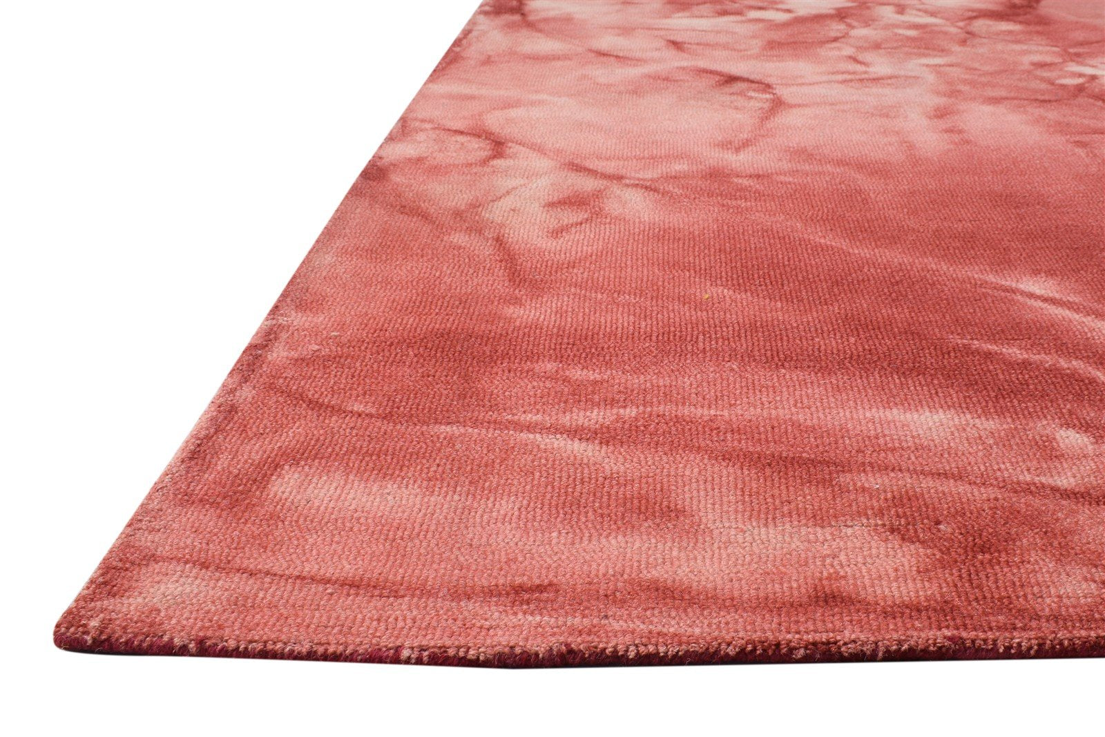 Red Wool Rug 5' X 8' Modern Hand Tufted Shibori Tie Dye Room Size Carpet 