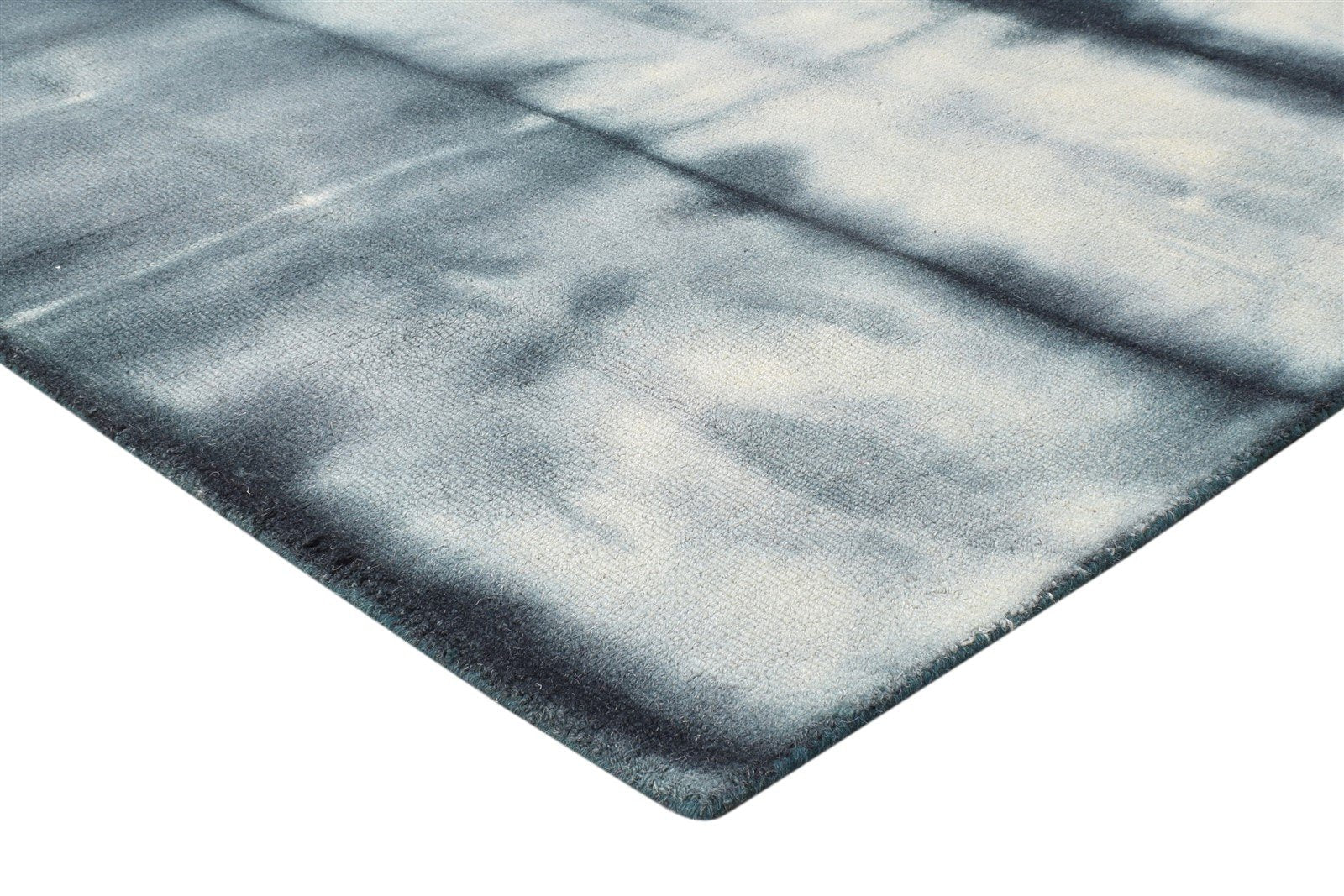 Wool Charcoal Rug 5' X 8' Modern Hand Tufted Shibori Tie Dye Room Size Carpet 