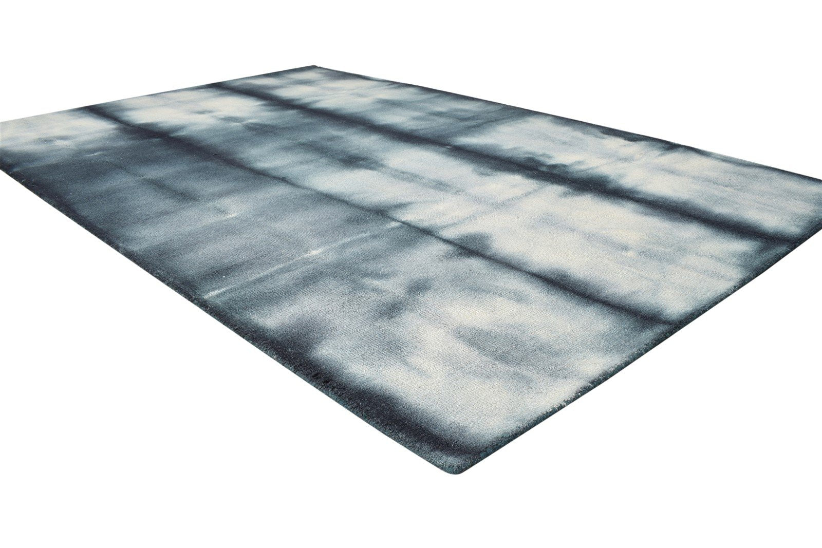 Wool Charcoal Rug 5' X 8' Modern Hand Tufted Shibori Tie Dye Room Size Carpet 