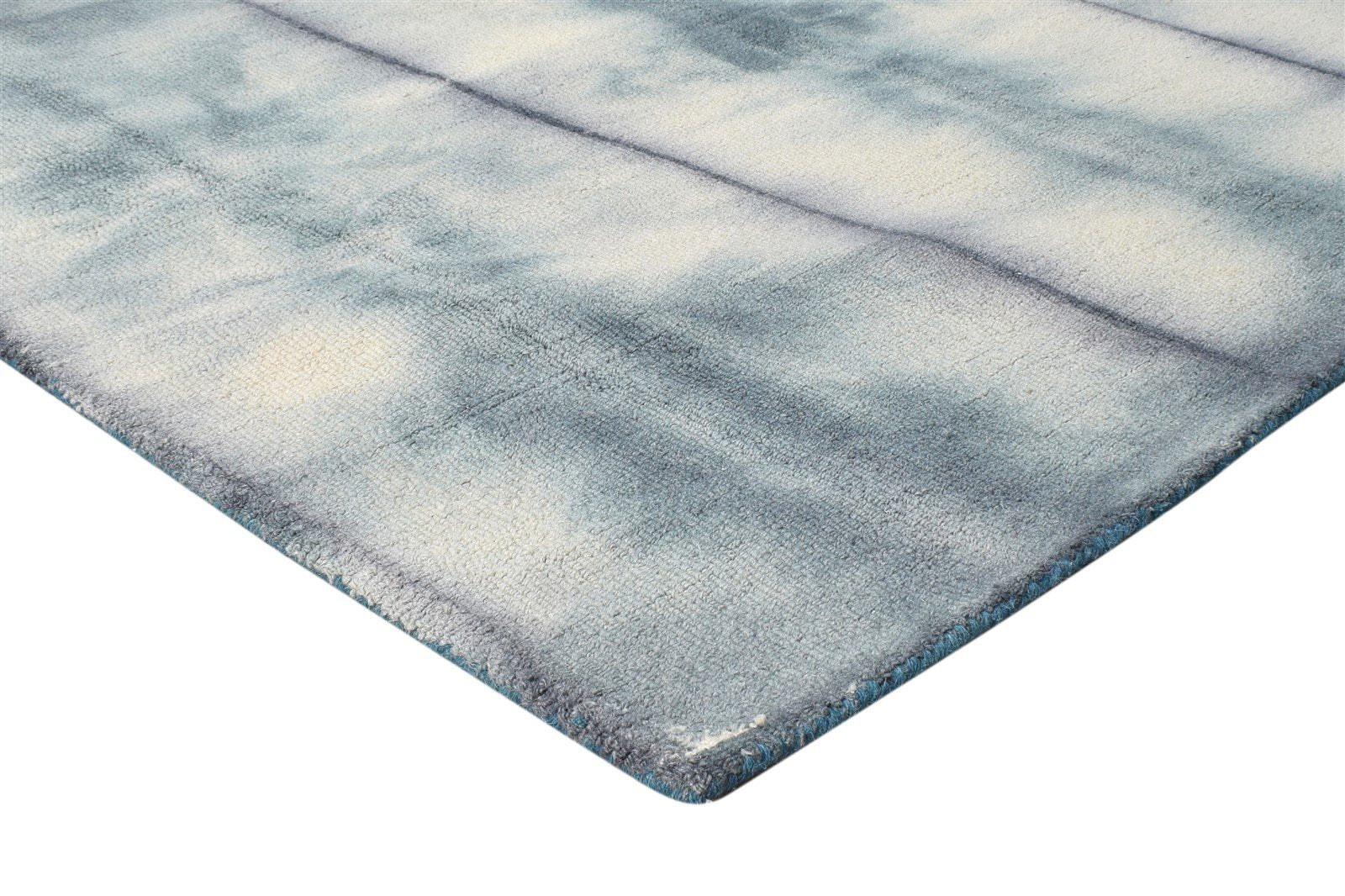 Wool Grey Rug 5' X 8' Modern Hand Tufted Shibori Tie Dye Room Size Carpet 