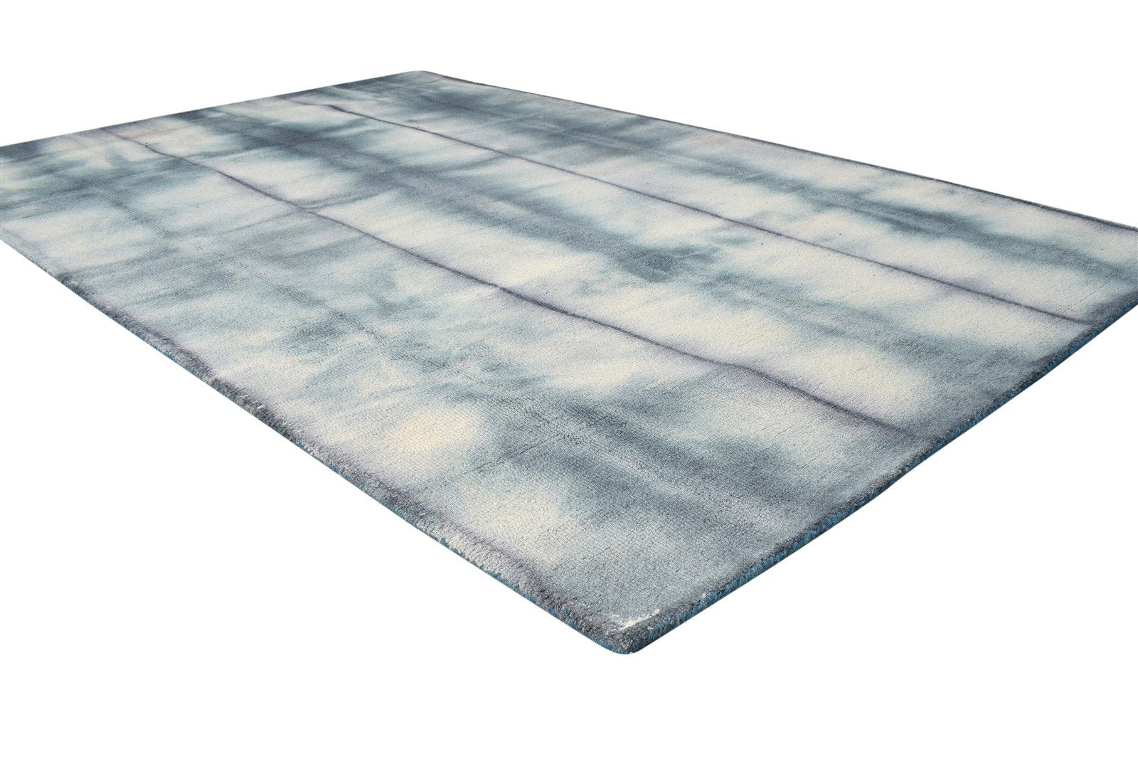 Wool Grey Rug 5' X 8' Modern Hand Tufted Shibori Tie Dye Room Size Carpet 