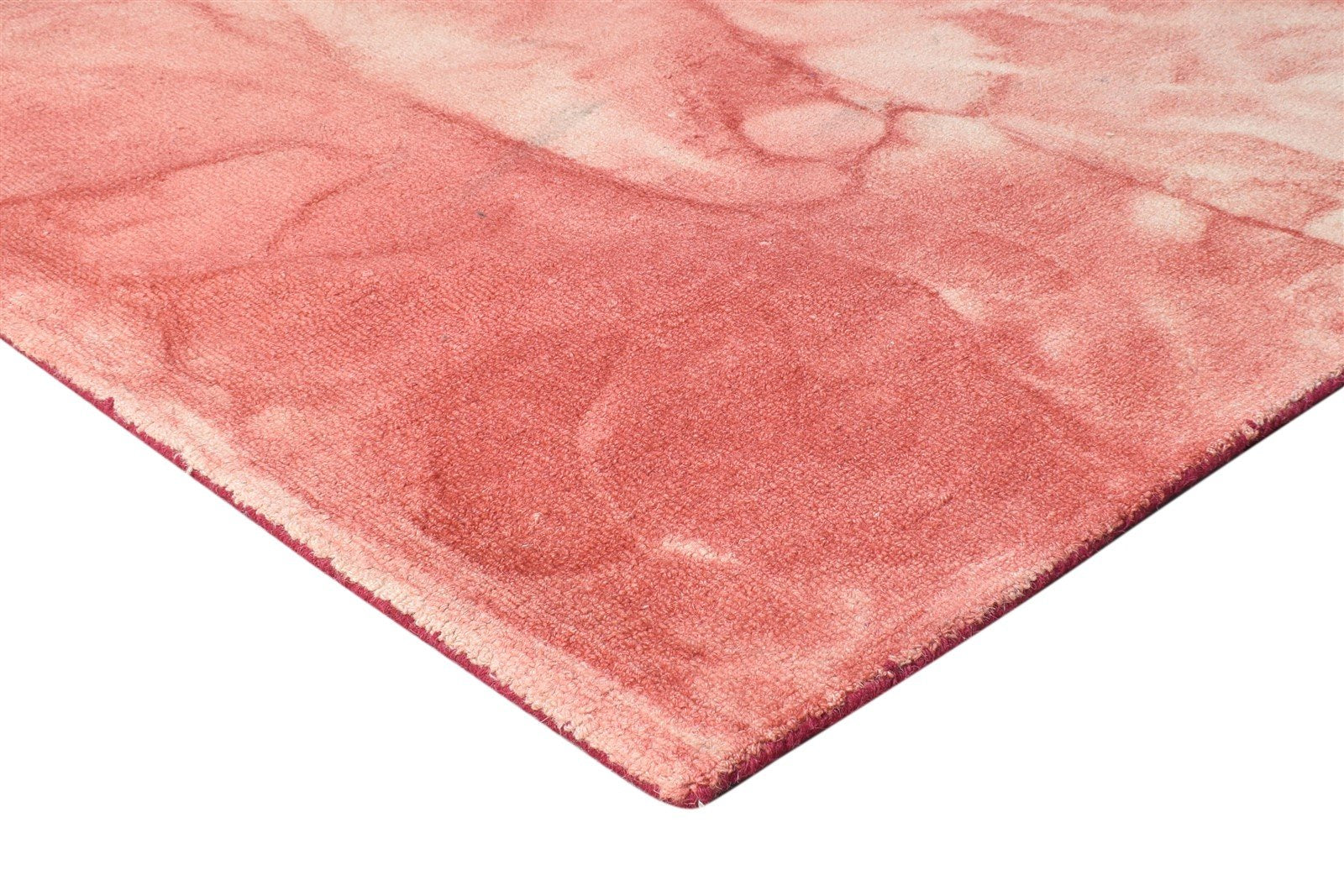 5' X 8' Rug Wool Red Modern Hand Tufted Shibori Tie Dye Room Size Carpet  Area Rug 