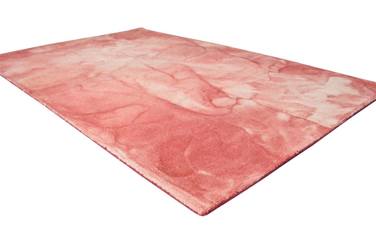 5' X 8' Rug Wool Red Modern Hand Tufted Shibori Tie Dye Room Size Carpet  Area Rug 