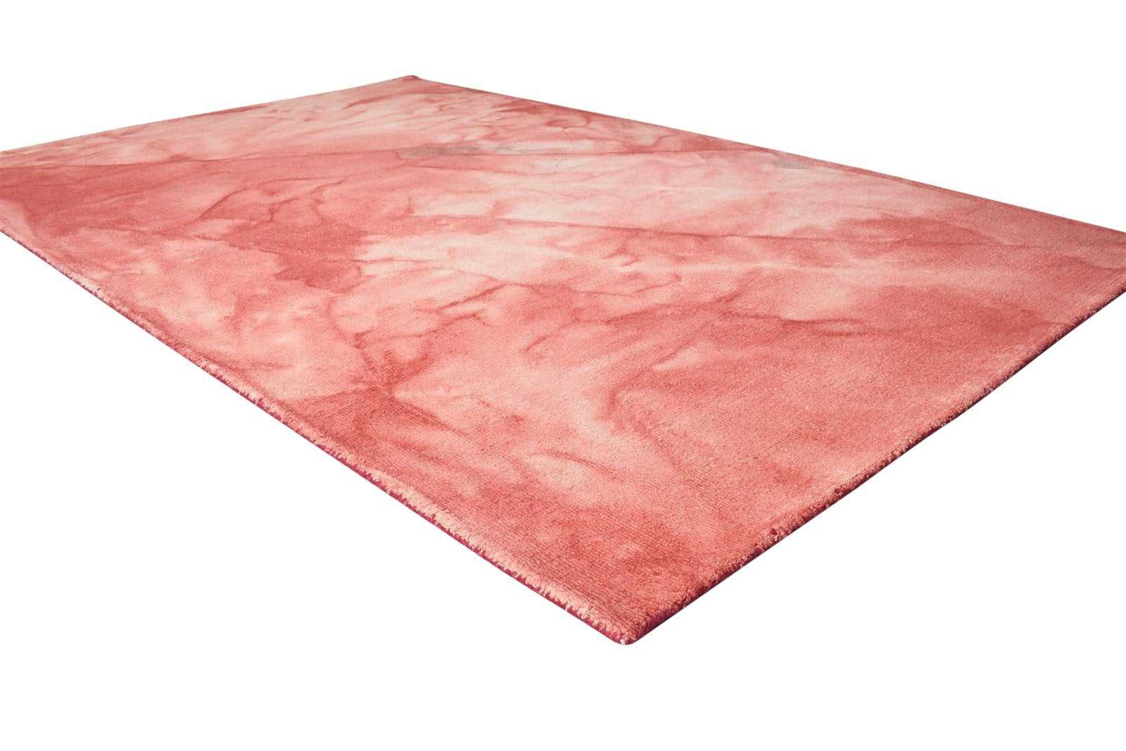 Red Wool Rug 5' X 8' Modern Hand Tufted Shibori Tie Dye Room Size Carpet 