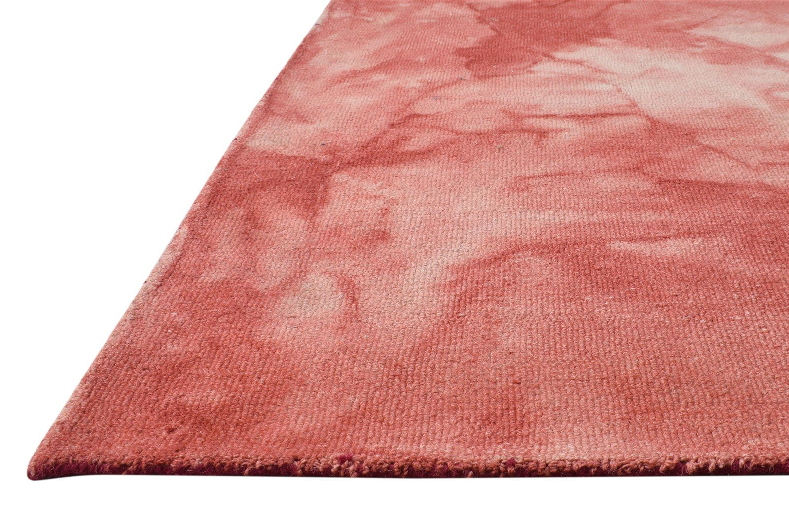 Red Wool Rug 5' X 8' Modern Hand Tufted Shibori Tie Dye Room Size Carpet 