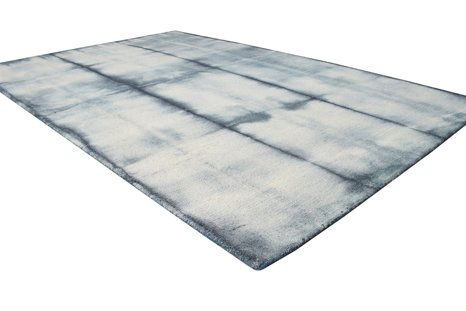 Wool Grey Rug 5' X 8' Modern Hand Tufted Shibori Tie Dye Room Size Carpet 