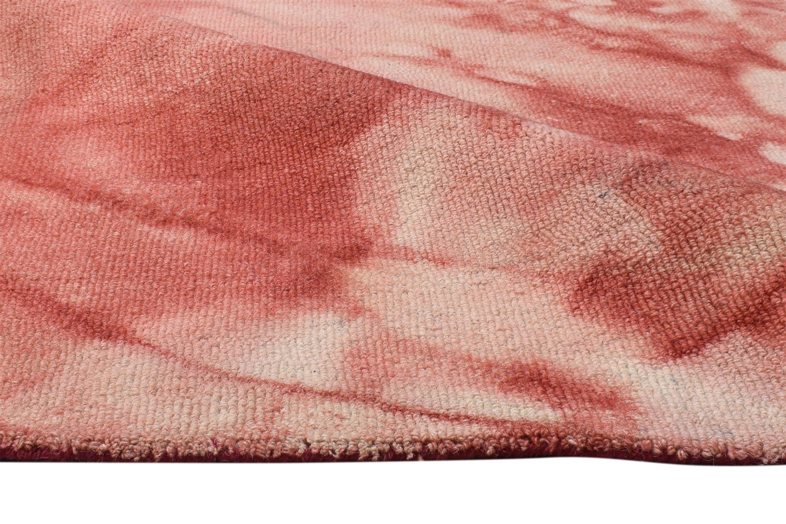 5' X 8' Rug Wool Red Modern Hand Tufted Shibori Tie Dye Room Size Carpet 