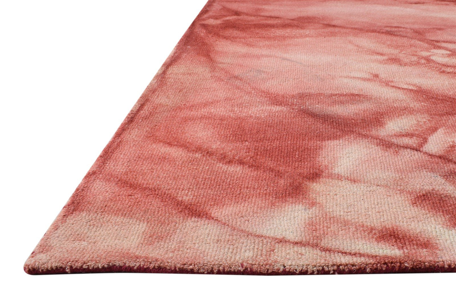 5' X 8' Rug Wool Red Modern Hand Tufted Shibori Tie Dye Room Size Carpet 