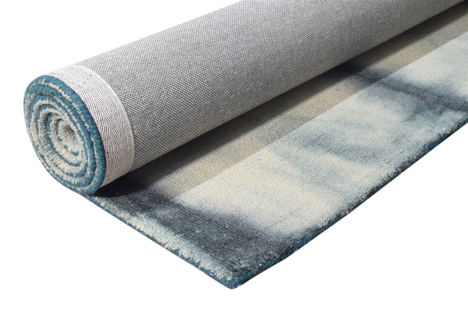 Hand Tufted Grey Wool Rug 5' X 8' Modern Shibori Tie Dye Room Size Carpet 