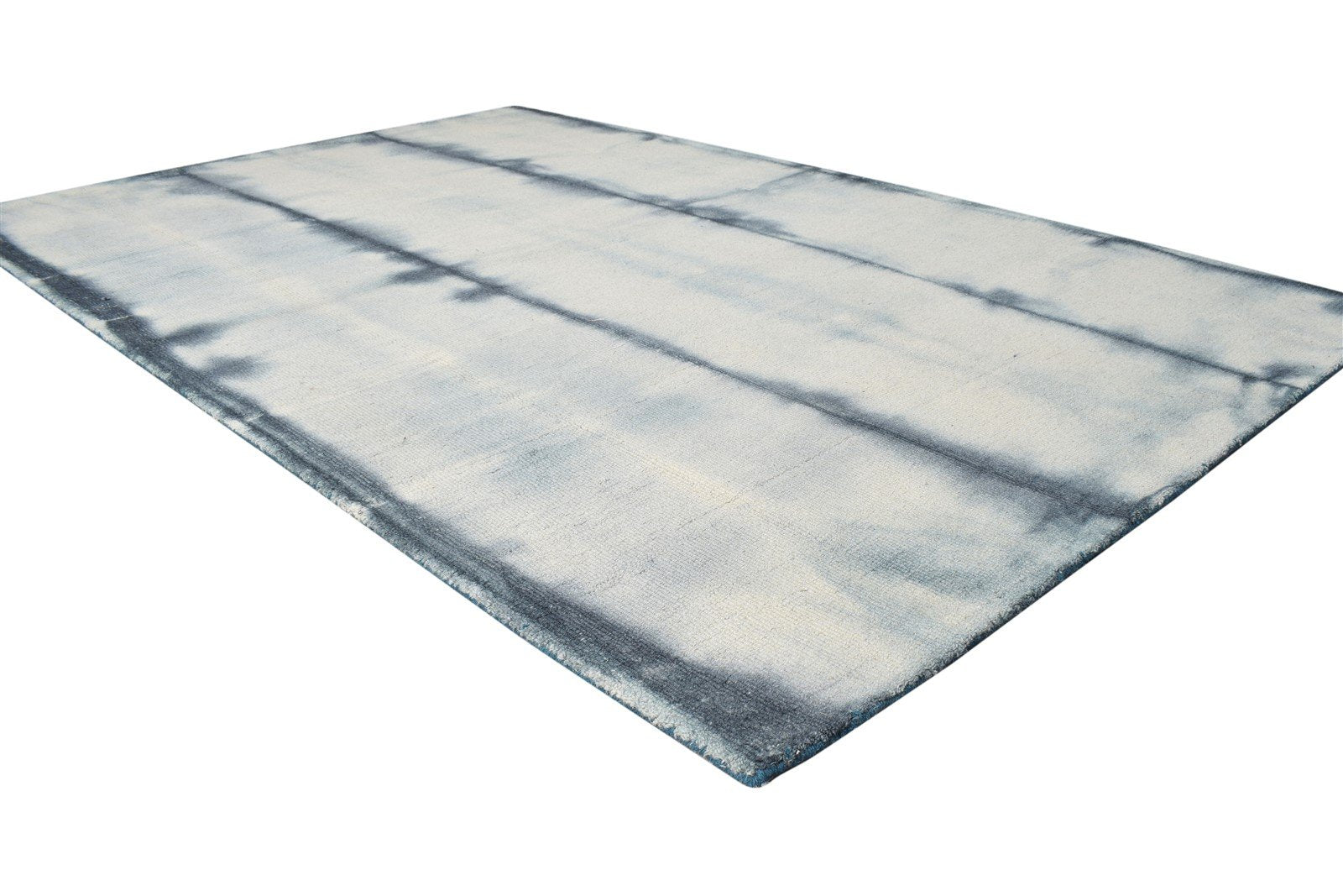 Hand Tufted Grey Wool Rug 5' X 8' Modern Shibori Tie Dye Room Size Carpet 