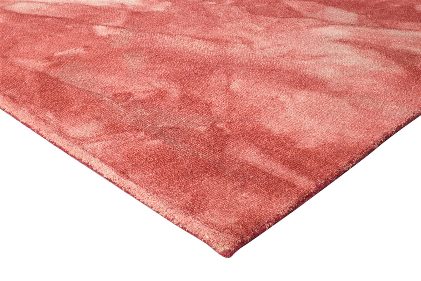 Red Wool Rug 5' X 8' Modern Hand Tufted Shibori Tie Dye Room Size Carpet 