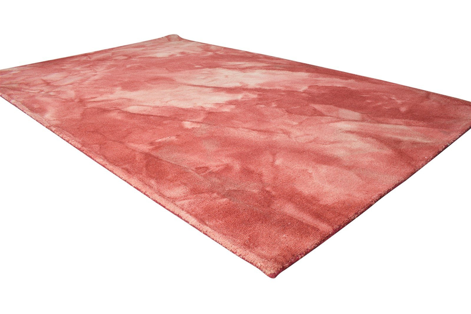 Red Wool Rug 5' X 8' Modern Hand Tufted Shibori Tie Dye Room Size Carpet 