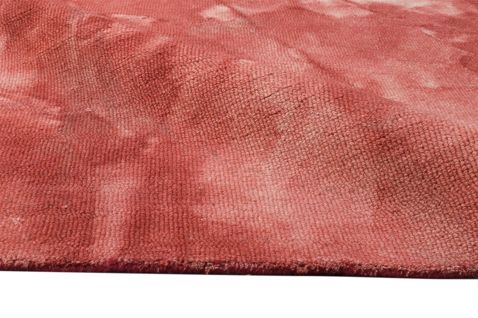 Red Wool Rug 5' X 8' Modern Hand Tufted Shibori Tie Dye Room Size Carpet 