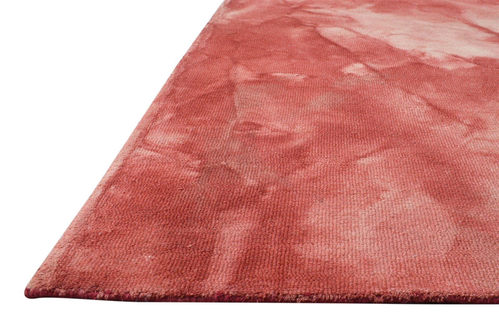 Red Wool Rug 5' X 8' Modern Hand Tufted Shibori Tie Dye Room Size Carpet 