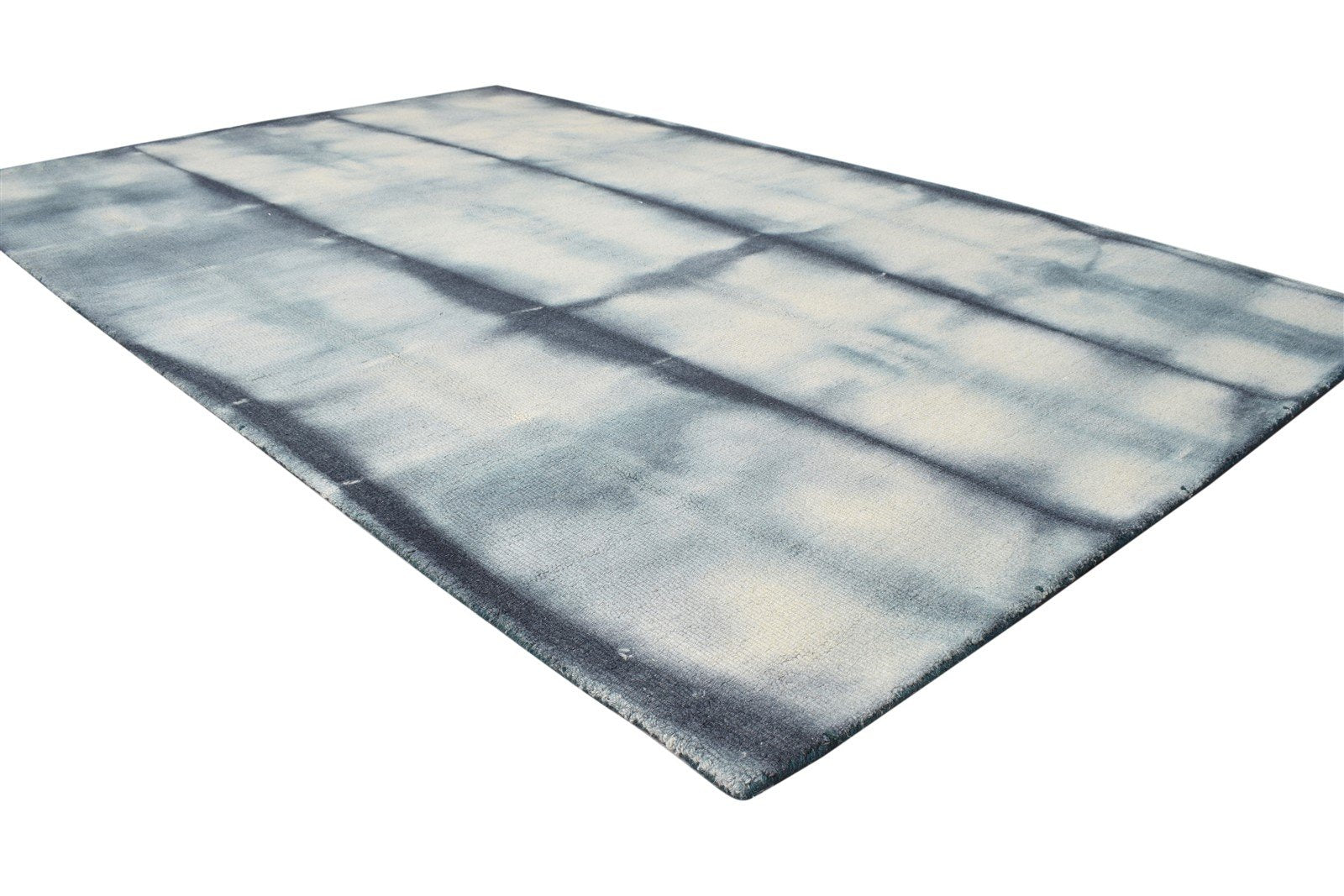 Wool Grey Rug 5' X 8' Modern Hand Tufted Shibori Tie Dye Room Size Carpet 