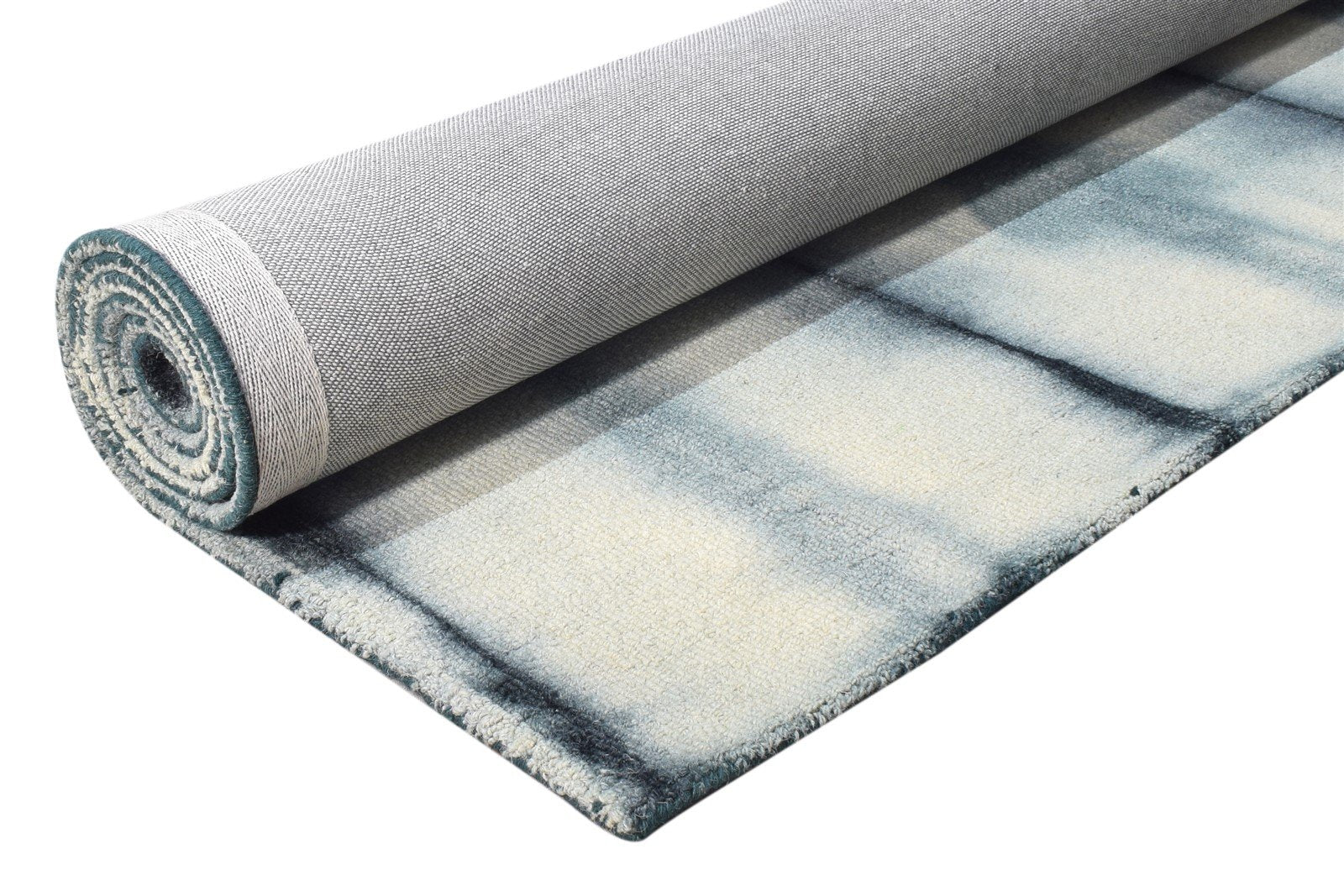 Hand Tufted Grey Wool Rug 5' X 8' Modern Shibori Tie Dye Room Size Carpet 