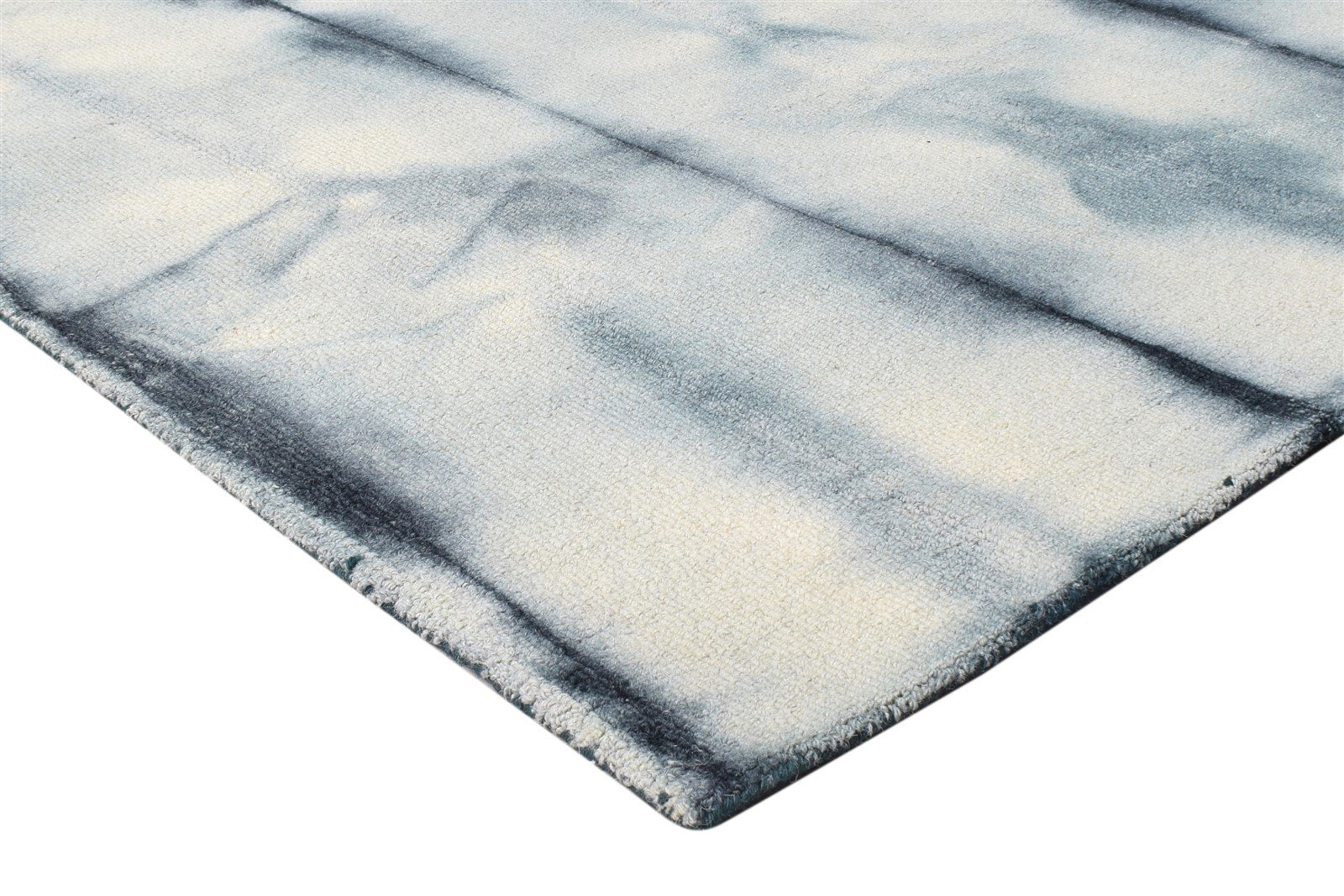 Hand Tufted Grey Wool Rug 5' X 8' Modern Shibori Tie Dye Room Size Carpet 