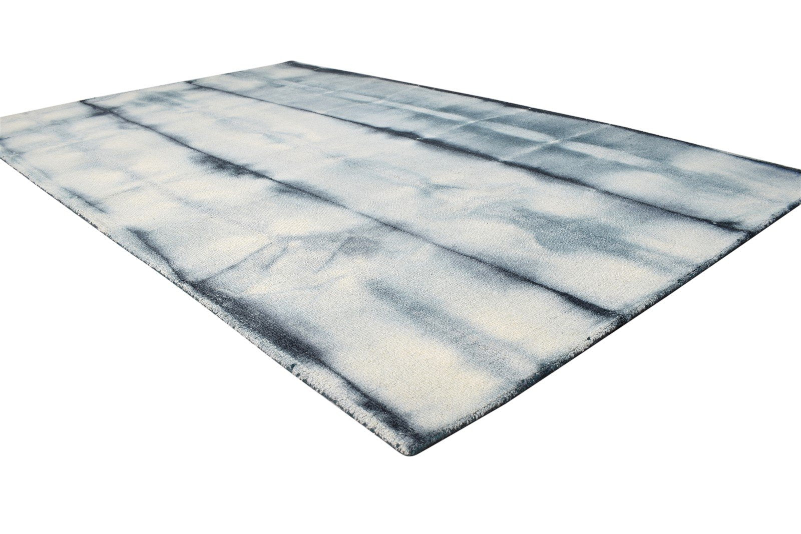 Hand Tufted Grey Wool Rug 5' X 8' Modern Shibori Tie Dye Room Size Carpet 