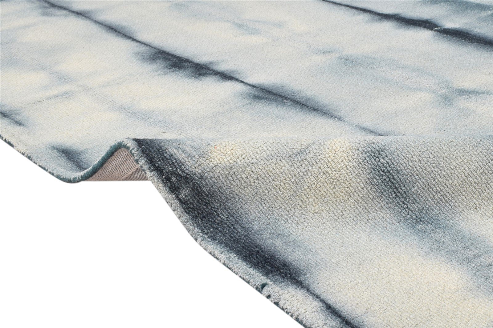 Hand Tufted Grey Wool Rug 5' X 8' Modern Shibori Tie Dye Room Size Carpet 