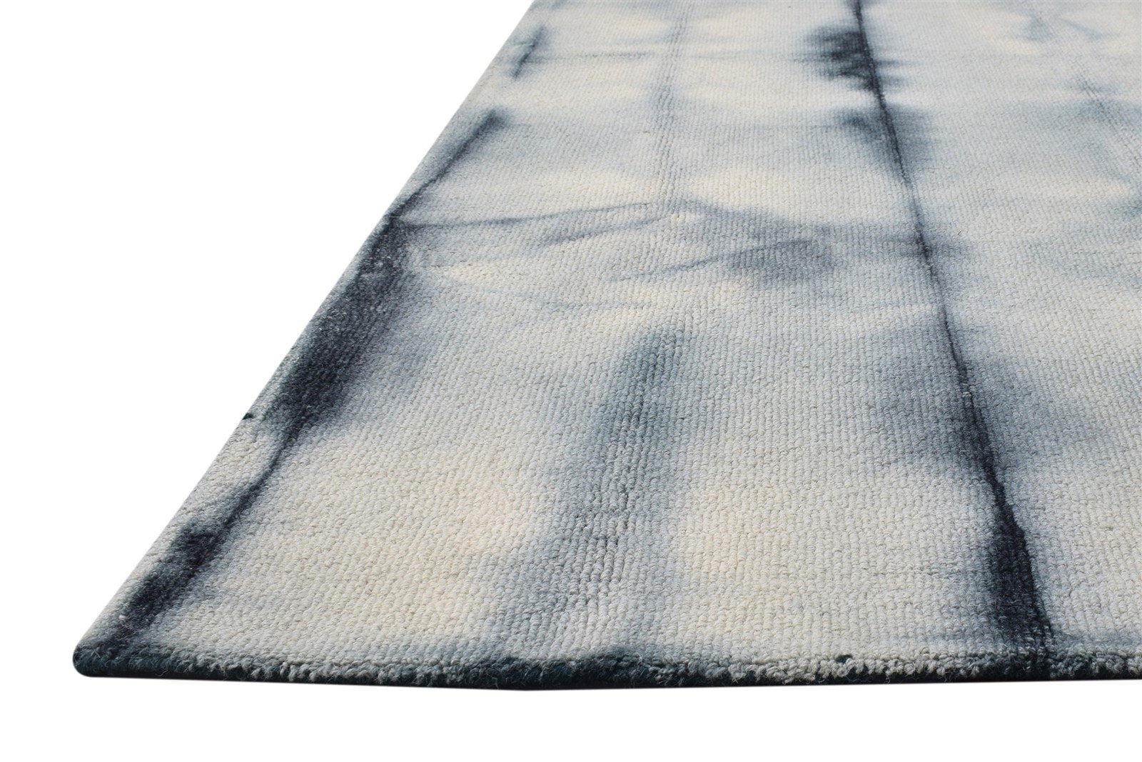 Hand Tufted Grey Wool Rug 5' X 8' Modern Shibori Tie Dye Room Size Carpet 