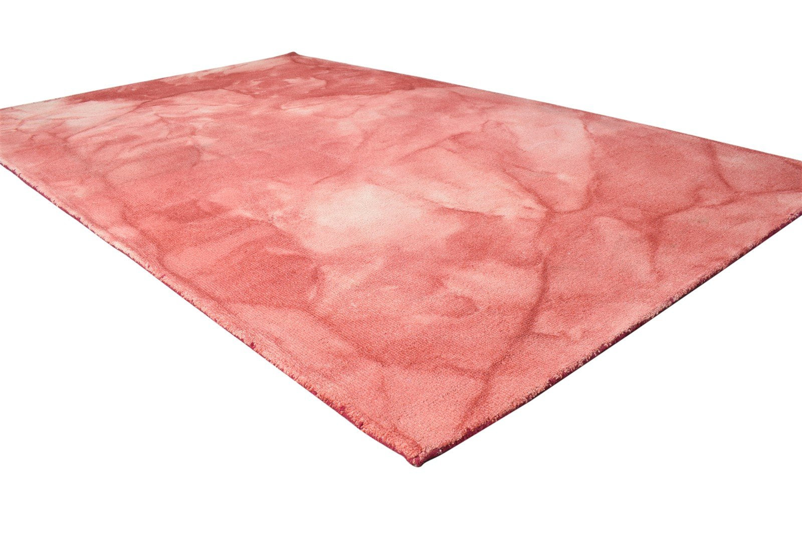 Red Wool Rug 5' X 8' Modern Hand Tufted Shibori Tie Dye Room Size Carpet 