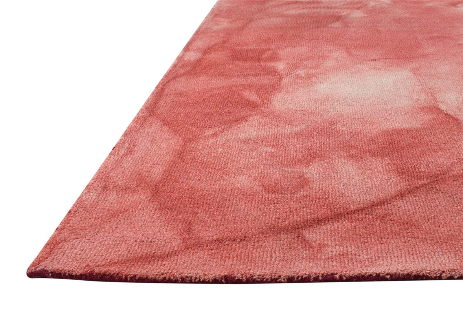 Red Wool Rug 5' X 8' Modern Hand Tufted Shibori Tie Dye Room Size Carpet 