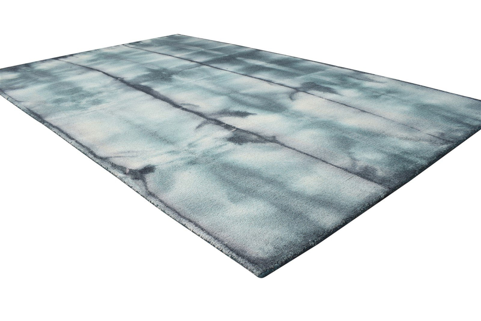 Wool Charcoal Rug 5' X 8' Modern Hand Tufted Shibori Tie Dye Room Size Carpet 