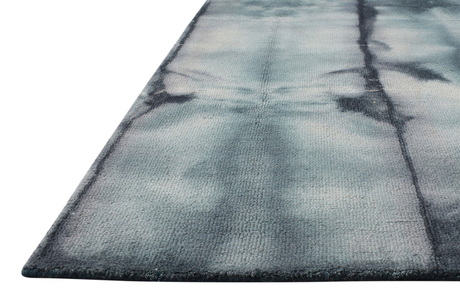 Wool Charcoal Rug 5' X 8' Modern Hand Tufted Shibori Tie Dye Room Size Carpet 