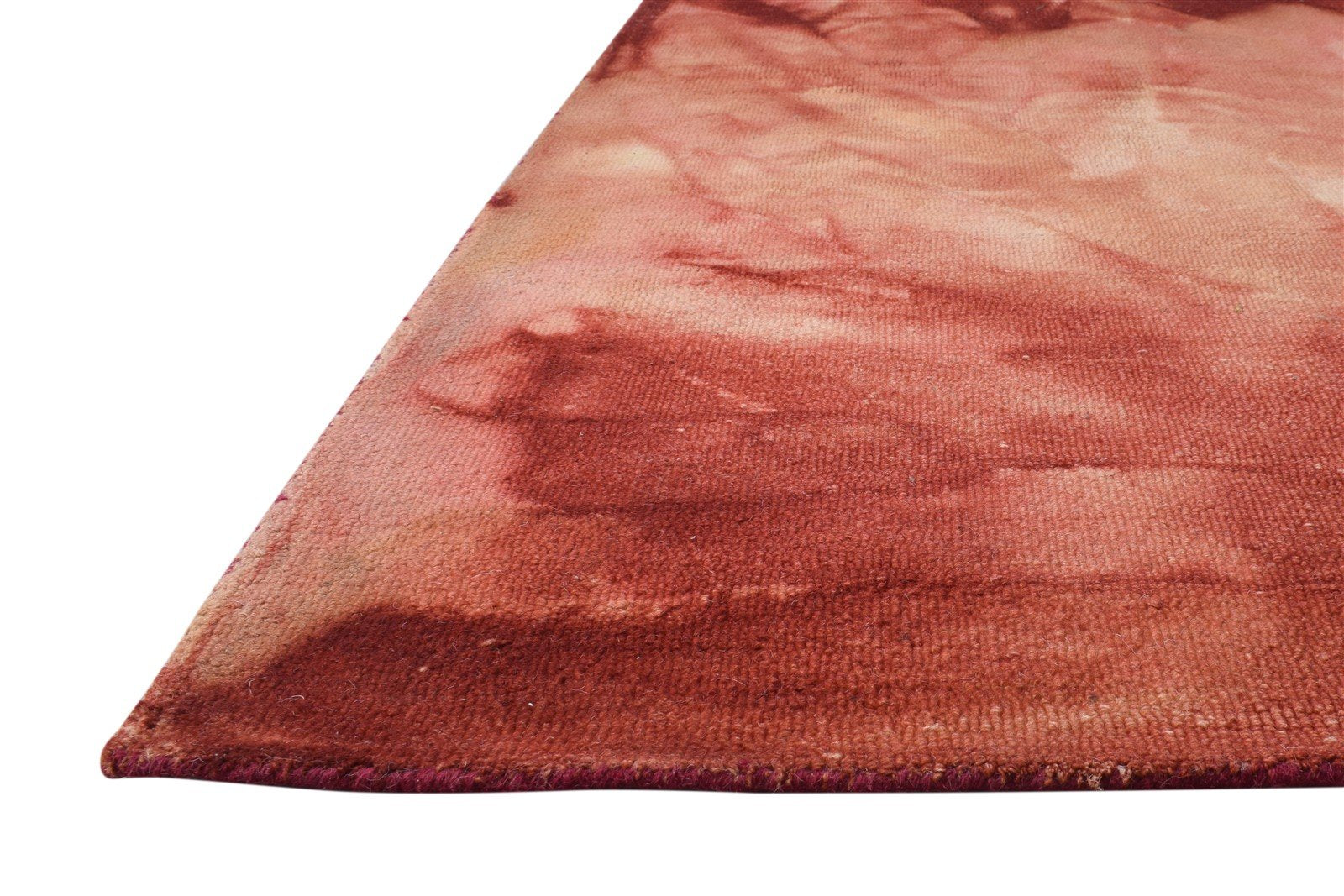 5' X 8' Rug Wool Red Modern Hand Tufted Shibori Tie Dye Room Size Carpet 