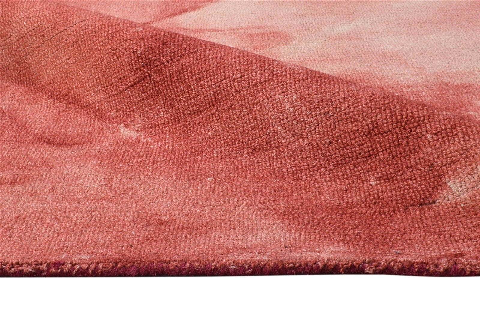 Red Wool Rug 5' X 8' Modern Hand Tufted Shibori Tie Dye Room Size Carpet 