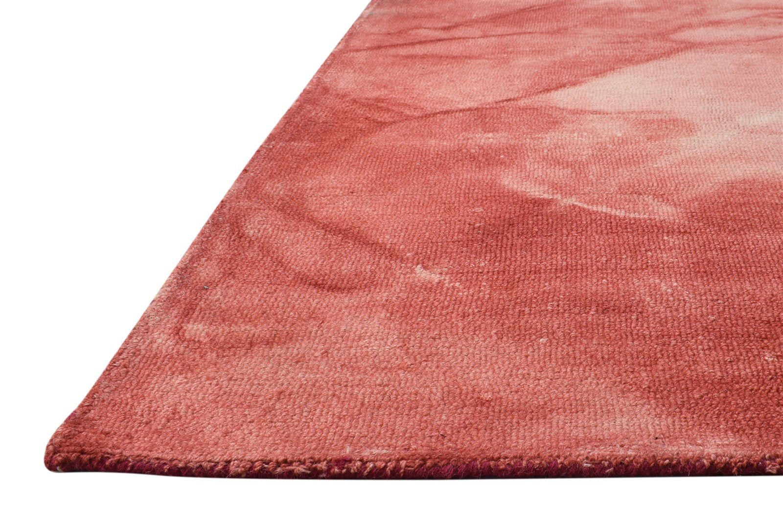 Red Wool Rug 5' X 8' Modern Hand Tufted Shibori Tie Dye Room Size Carpet 