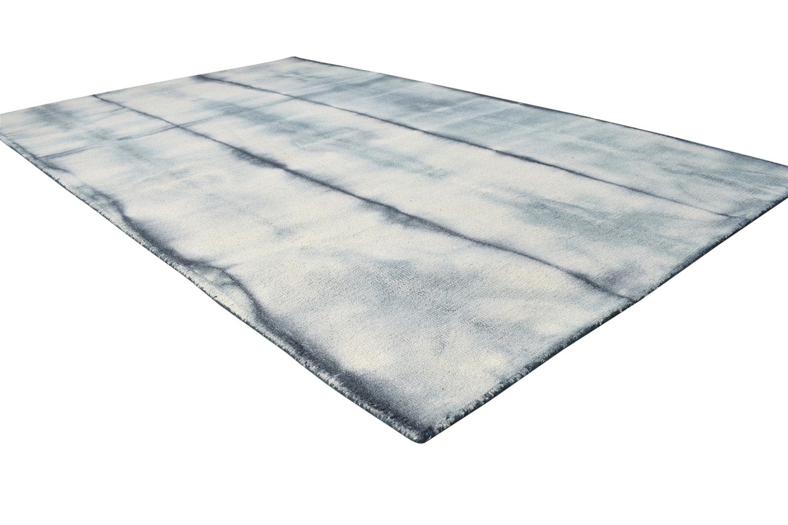 Wool Grey Rug 5' X 8' Modern Hand Tufted Shibori Tie Dye Room Size Carpet 