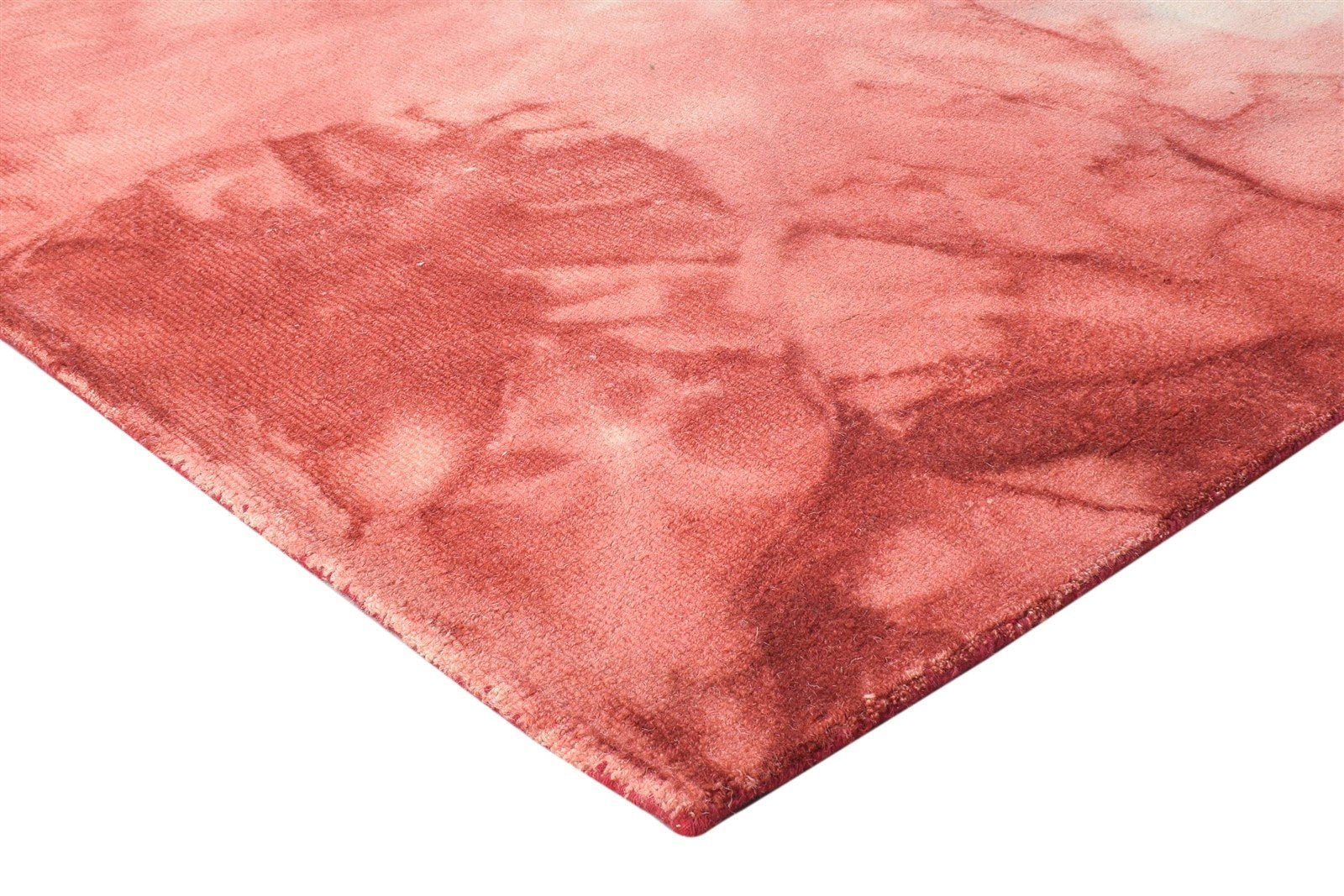 5' X 8' Rug Wool Red Modern Hand Tufted Shibori Tie Dye Room Size Carpet 